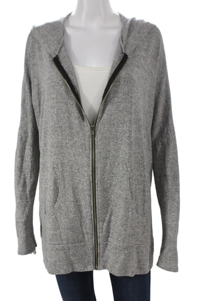 Freeloader Womens Basic Jacket Gray Hooded Zip Rayon Long Sleeve Casual Size M