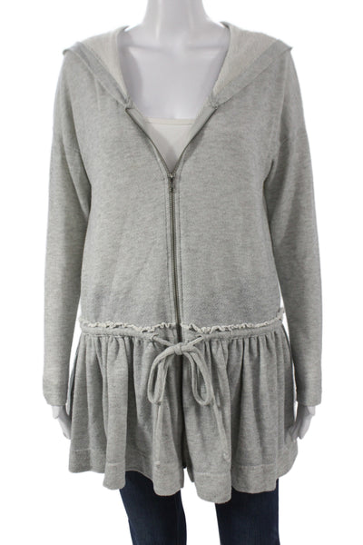 Maronie Women Basic Jacket Gray Cotton Long Sleeve Size M
