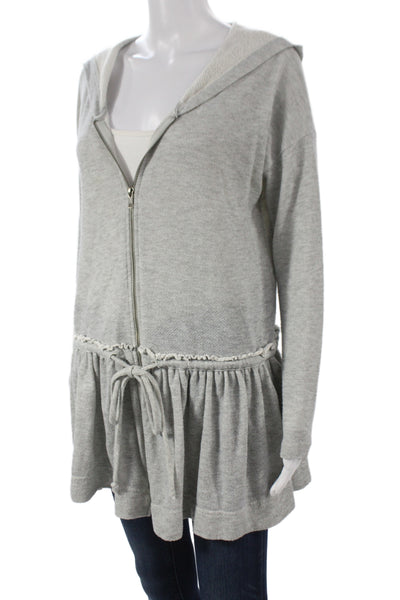 Maronie Women Basic Jacket Gray Cotton Long Sleeve Size M