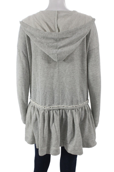 Maronie Women Basic Jacket Gray Cotton Long Sleeve Size M