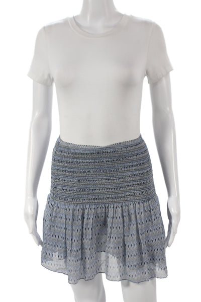 Ulla Johnson Women Mini Geometric Silk Skirt Blue Size 2