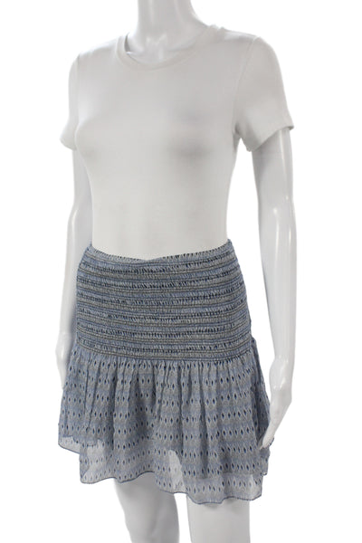 Ulla Johnson Women Mini Geometric Silk Skirt Blue Size 2