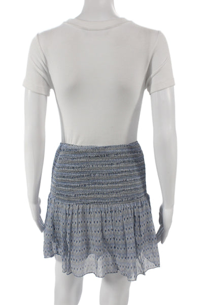 Ulla Johnson Women Mini Geometric Silk Skirt Blue Size 2