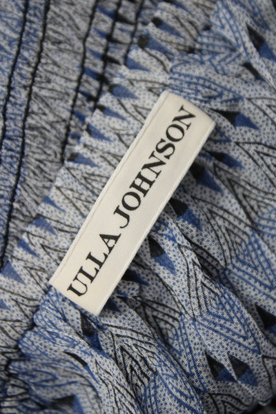 Ulla Johnson Women Mini Geometric Silk Skirt Blue Size 2