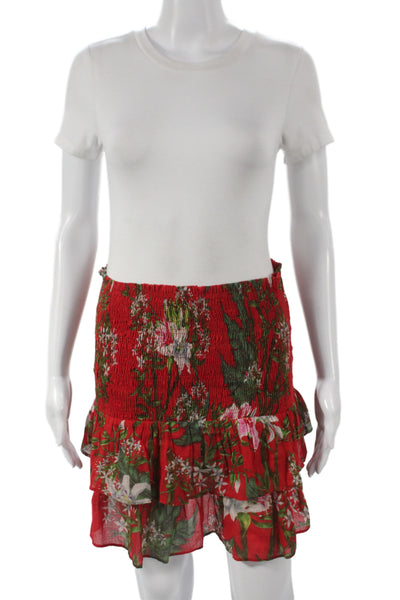 Isabel Marant Etoile Women Red Floral Cotton Mini Skirt Size 40