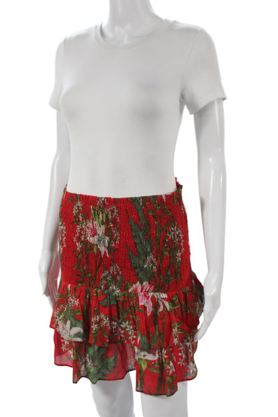 Isabel Marant Etoile Women Red Floral Cotton Mini Skirt Size 40