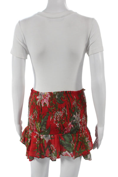 Isabel Marant Etoile Women Red Floral Cotton Mini Skirt Size 40