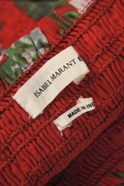 Isabel Marant Etoile Women Red Floral Cotton Mini Skirt Size 40