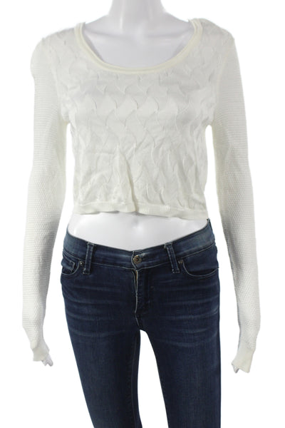 Rag & Bone Womens Geometric Scoop Neck Pullover Ivory Long Sleeve Size XS