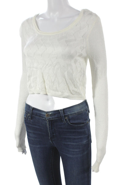 Rag & Bone Womens Geometric Scoop Neck Pullover Ivory Long Sleeve Size XS