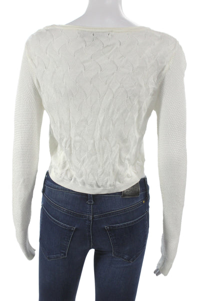 Rag & Bone Womens Geometric Scoop Neck Pullover Ivory Long Sleeve Size XS