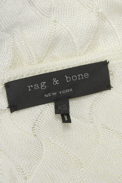 Rag & Bone Womens Geometric Scoop Neck Pullover Ivory Long Sleeve Size XS