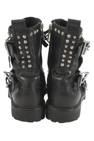 Zadig & Voltaire Womens Leather Studded Biker Ankle Boots Black Size 39 9