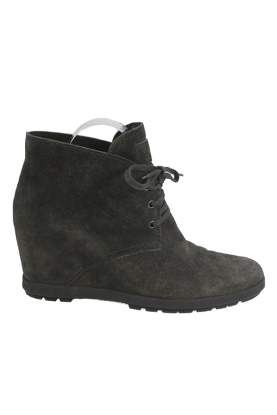 Prada Sport Womens Suede Lace Up Wedge Ankle Boots Grey Size 41 11