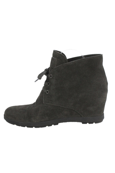 Prada Sport Womens Suede Lace Up Wedge Ankle Boots Grey Size 41 11