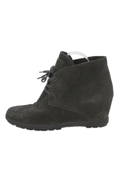 Prada Sport Womens Suede Lace Up Wedge Ankle Boots Grey Size 41 11