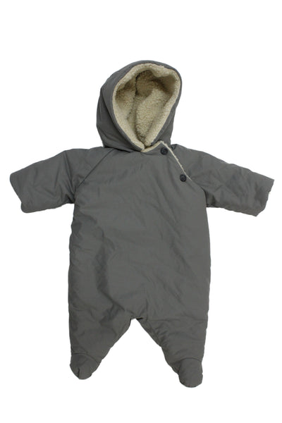 Bonpoint Childrens Girls Full Zipper One Piece Grey Cotton Size 3
