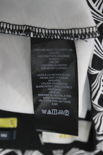 Maeve Anthropologie Women Cropped Pants Black Geometric Cotton Pull On Size S