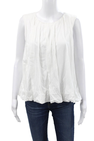 Madewell Womens Basic White Cotton Round Neck Sleeveless Tank Size M