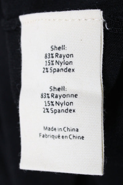 L'Agence Womens Basic Black Rayon Long Sleeve Round Neck T-Shirt Size M