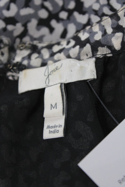 Joie Womens Black Silk Halter Animal Print Sleeveless Basic Blouse Size M