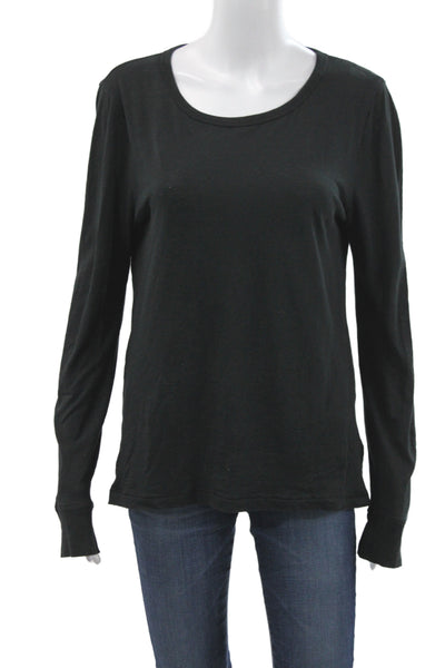 J Crew Women Black Basic Scoop Neck Long Sleeve T-Shirt 100% Cotton Size M