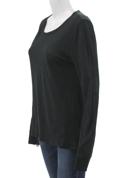 J Crew Women Black Basic Scoop Neck Long Sleeve T-Shirt 100% Cotton Size M