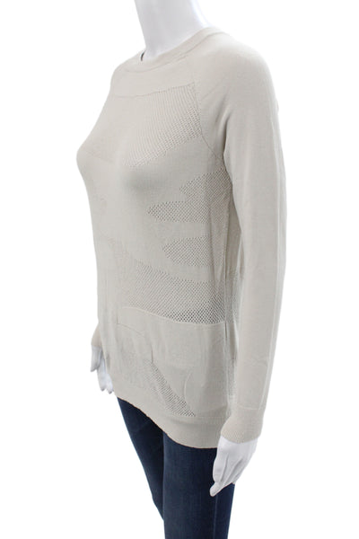 Autumn Cashmere Women Beige Camo Pullover Sweater Crewneck Long Sleeve Size S