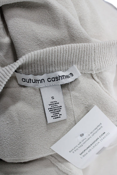 Autumn Cashmere Women Beige Camo Pullover Sweater Crewneck Long Sleeve Size S