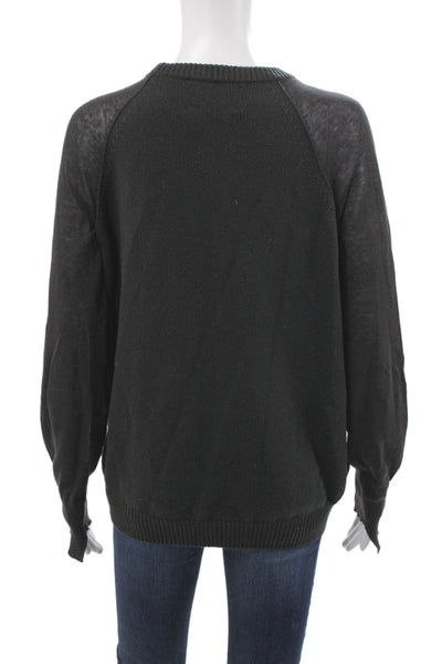 Brochu Walker Womens Pullover Sweater Black Crew Neck Long Sleeve Size L