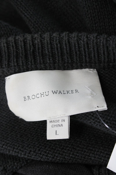 Brochu Walker Womens Pullover Sweater Black Crew Neck Long Sleeve Size L