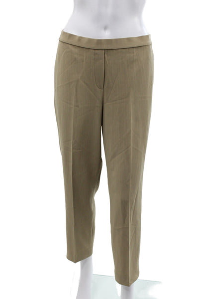 Theory Womens Dress Pants Beige Striped Pull On Triacetate Business Size 6