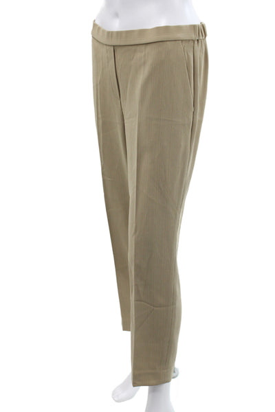 Theory Womens Dress Pants Beige Striped Pull On Triacetate Business Size 6