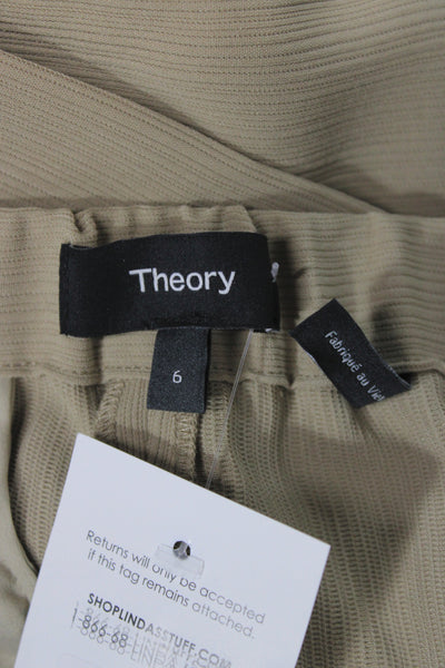 Theory Womens Dress Pants Beige Striped Pull On Triacetate Business Size 6