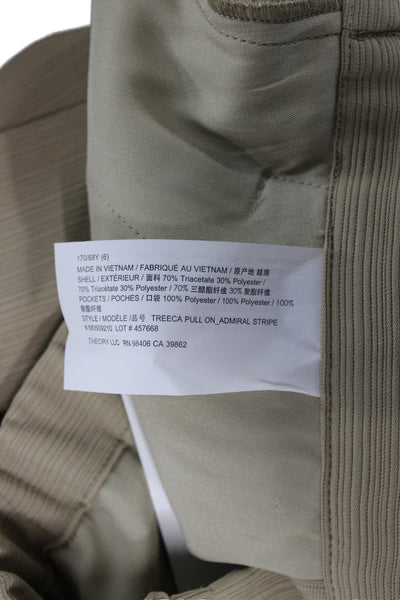 Theory Womens Dress Pants Beige Striped Pull On Triacetate Business Size 6