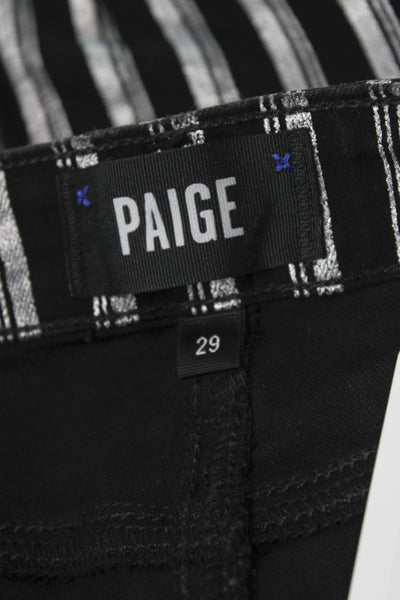 Paige Womens Cropped Black Striped Mid Rise Jeans Button Size 29
