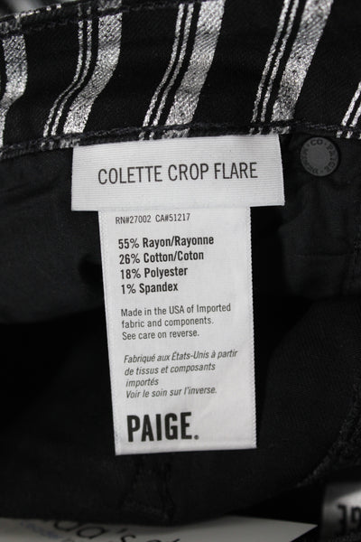 Paige Womens Cropped Black Striped Mid Rise Jeans Button Size 29
