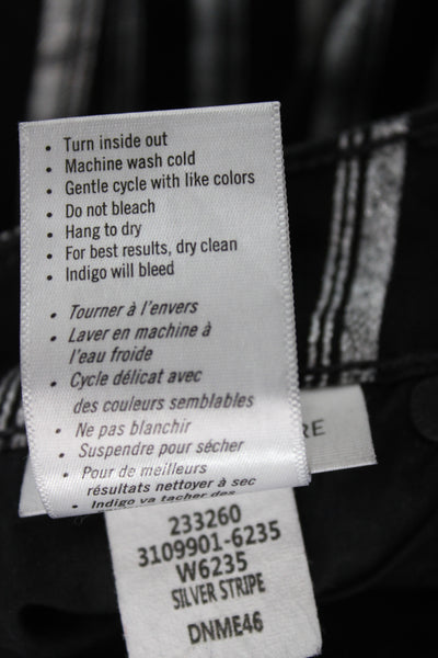 Paige Womens Cropped Black Striped Mid Rise Jeans Button Size 29
