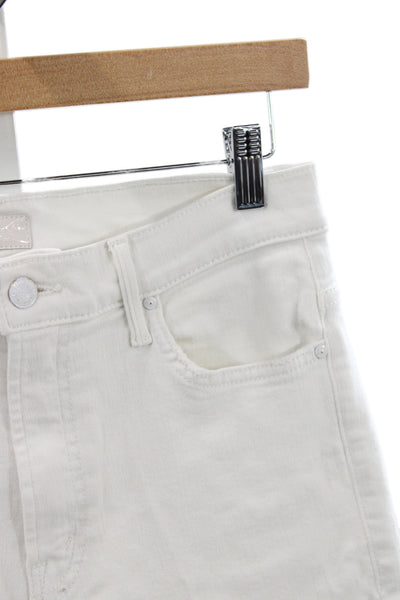 Mother Womens Cropped Mid Rise White Cotton Jeans Size 28