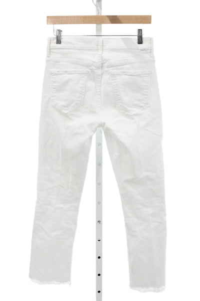 Mother Womens Cropped Mid Rise White Cotton Jeans Size 28