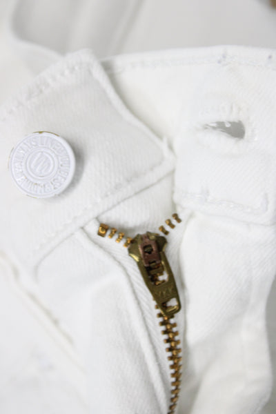 Mother Womens Cropped Mid Rise White Cotton Jeans Size 28