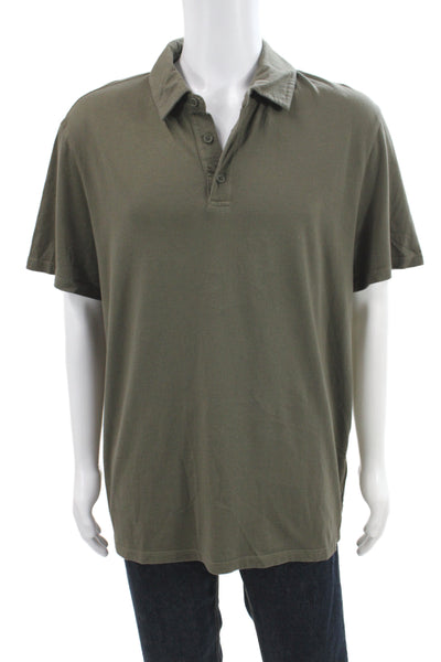 Vince Mens Green Cotton Polo Short Sleeve Collared Size XL