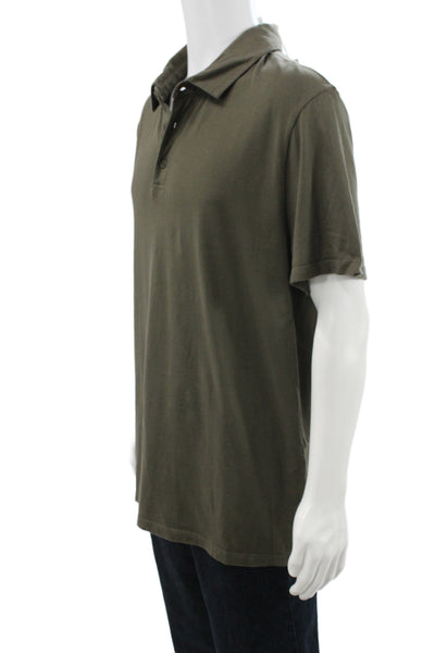 Vince Mens Green Cotton Polo Short Sleeve Collared Size XL