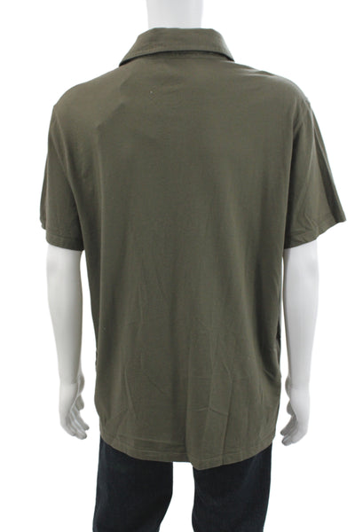 Vince Mens Green Cotton Polo Short Sleeve Collared Size XL