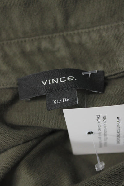 Vince Mens Green Cotton Polo Short Sleeve Collared Size XL