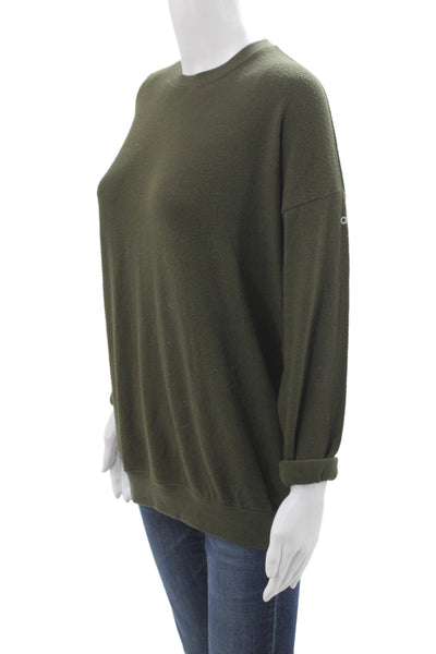 Alo Yoga Women Pullover Sweatshirt Green Crew Neck Athleisure Size XS
