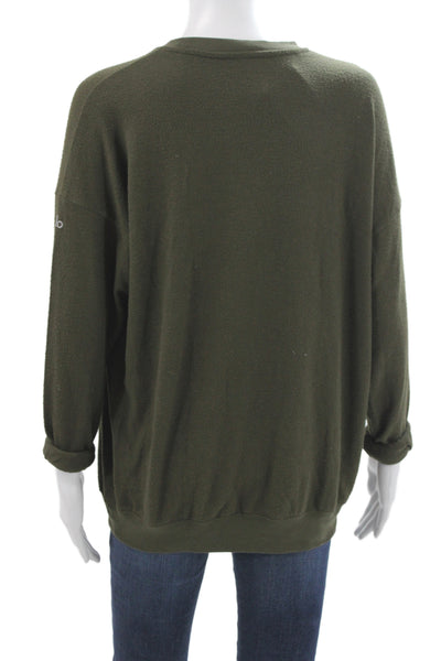Alo Yoga Women Pullover Sweatshirt Green Crew Neck Athleisure Size XS