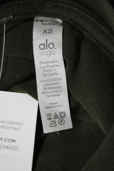 Alo Yoga Women Pullover Sweatshirt Green Crew Neck Athleisure Size XS