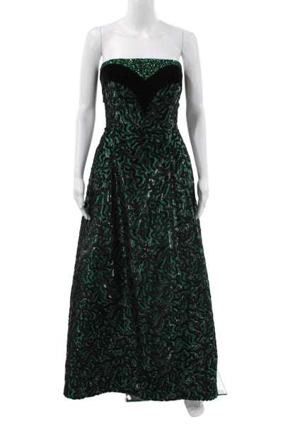 Sander Witlin Women A-Line Black Velvet Sweetheart Sleeveless Long Dress Size L