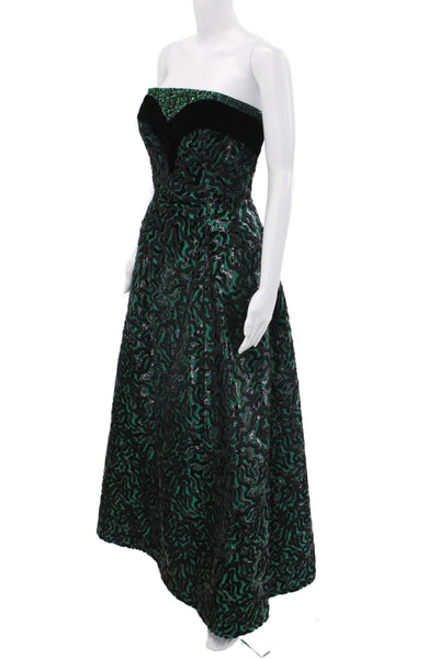 Sander Witlin Women A-Line Black Velvet Sweetheart Sleeveless Long Dress Size L